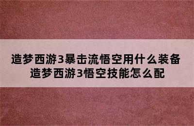 造梦西游3暴击流悟空用什么装备 造梦西游3悟空技能怎么配